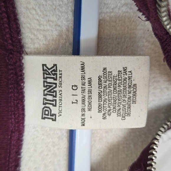 Pink | Maroon 1/4 Zip Sweatshirt Size Large - Picture 10 of 10